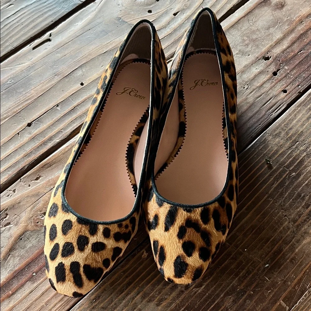 New!! J.Crew Carolyn skimmer flats in leopard calf hair. Women’s size 9 - Picture 1 of 4